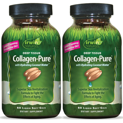 Irwin Naturals Deep Tissue Collagen-Pure – 80 Soft-Gels | Hydrolyzed Collagen for Skin & Joints | 2 Pack