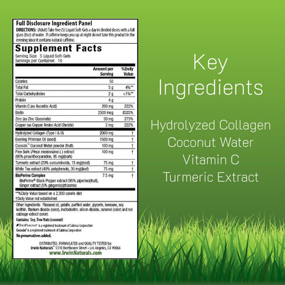 Irwin Naturals Deep Tissue Collagen-Pure – 80 Soft-Gels | Hydrolyzed Collagen for Skin & Joints | 2 Pack