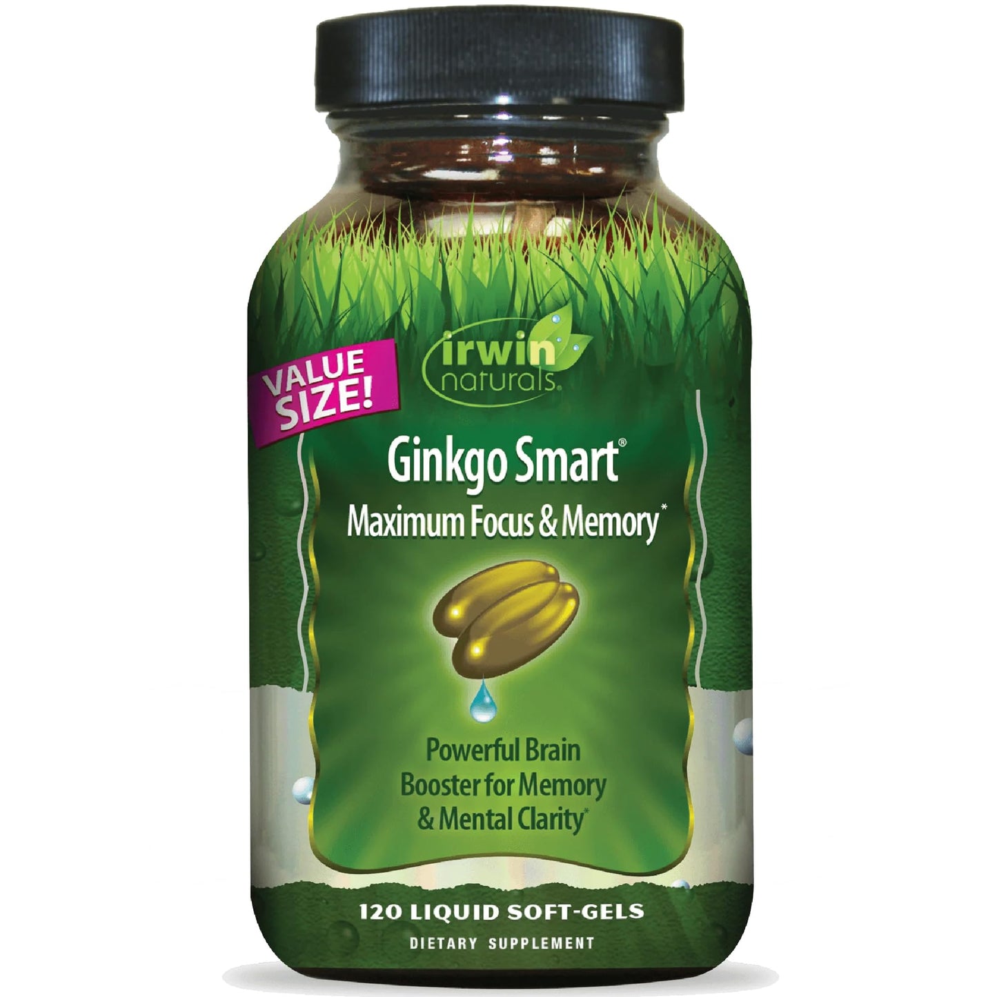 Irwin Naturals Ginkgo Smart Nootropic Brain Booster 120 Liquid Softgels – Memory, Focus & Clarity