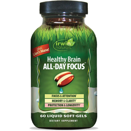 Irwin Naturals Healthy Brain All-Day Focus – 60 Liquid Soft-Gels – 30 Servings