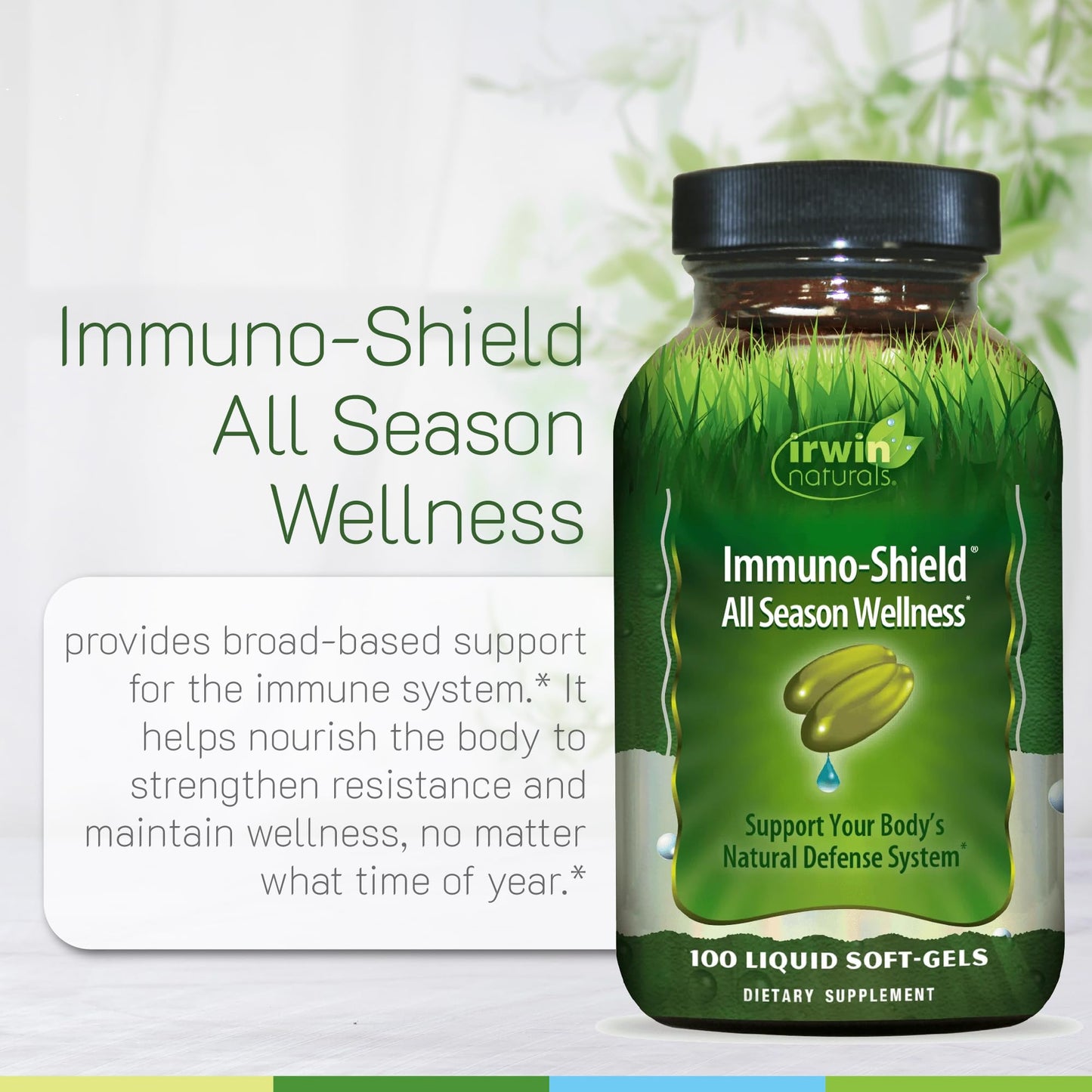 Irwin Naturals Immuno-Shield – 100 Liquid Softgels (Pack of 2) | All-Season Immune Support