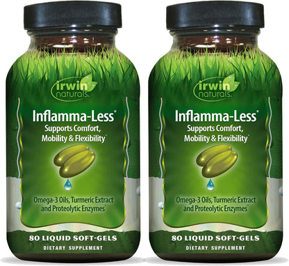 Irwin Naturals Inflamma-Less – 80 Softgels, Pack of 2 | Supports Comfort, Mobility & Flexibility