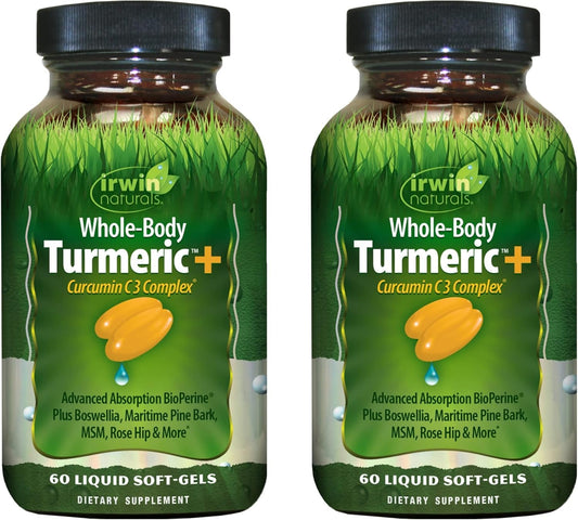 Irwin Naturals Whole Body Turmeric + Curcumin C3 Complex – 60 Liquid Soft-Gels (Pack of 2)
