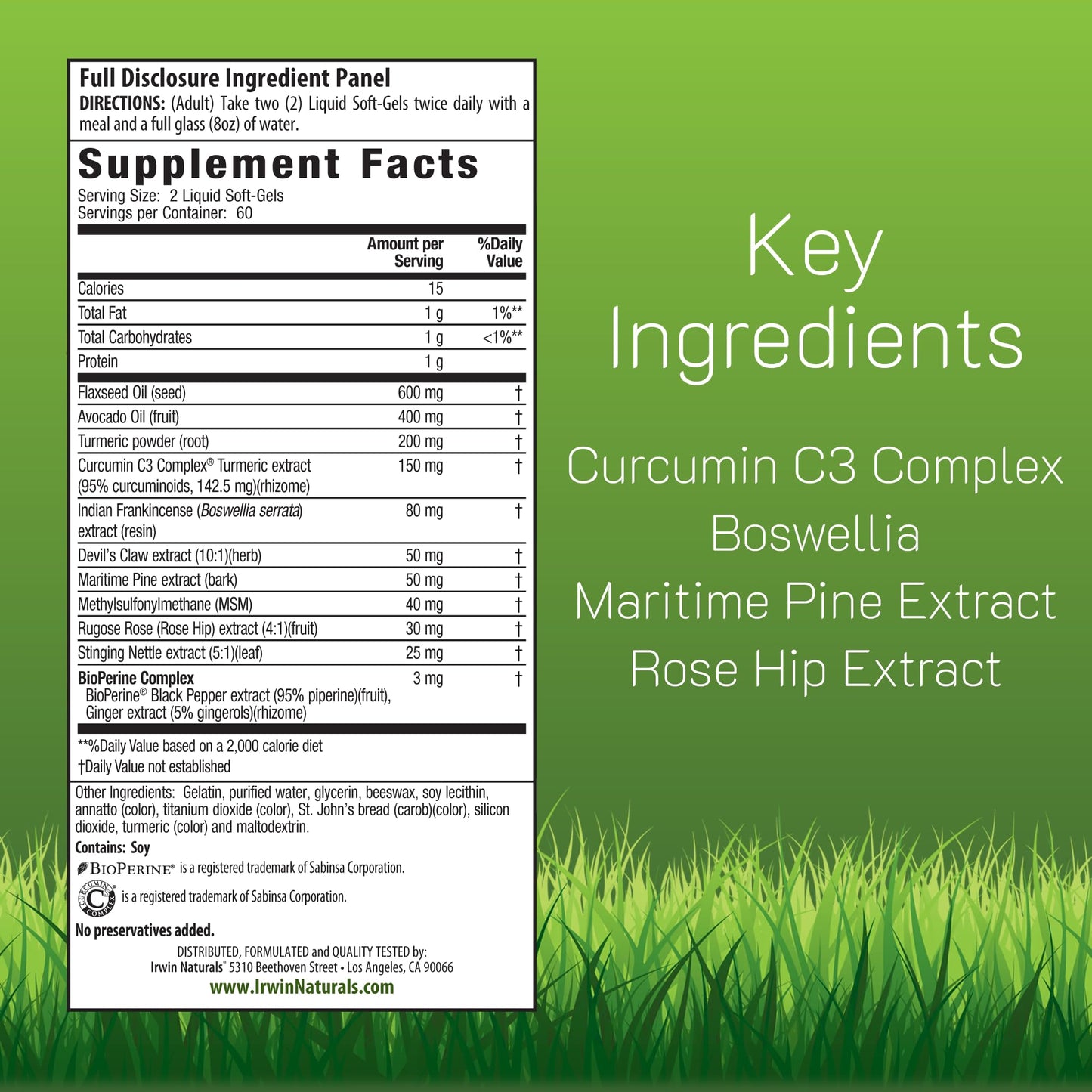 Irwin Naturals Whole Body Turmeric + Curcumin C3 Complex – 60 Liquid Soft-Gels (Pack of 2)