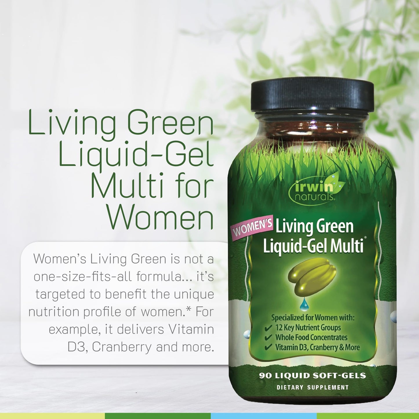 Irwin Naturals Women's Living Green Liquid-Gel Multi - 120 Softgels (2-Pack)