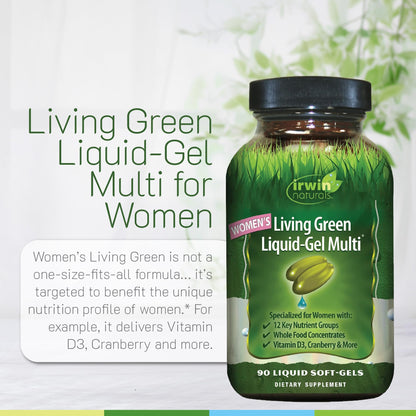 Irwin Naturals Women's Living Green Liquid-Gel Multi - 120 Softgels (2-Pack)