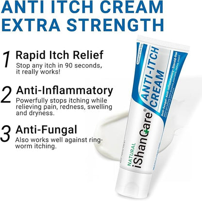 ishancare Anti Itch Soothing Cream Extra Strength — Full-Body Itch Relief Ointment (1.76 oz)