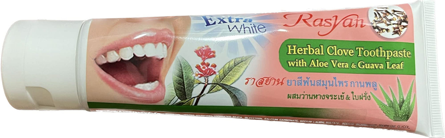Isme Rasyan Herbal Clove Toothpaste with Aloe Vera & Guava Leaf, 100 g, White