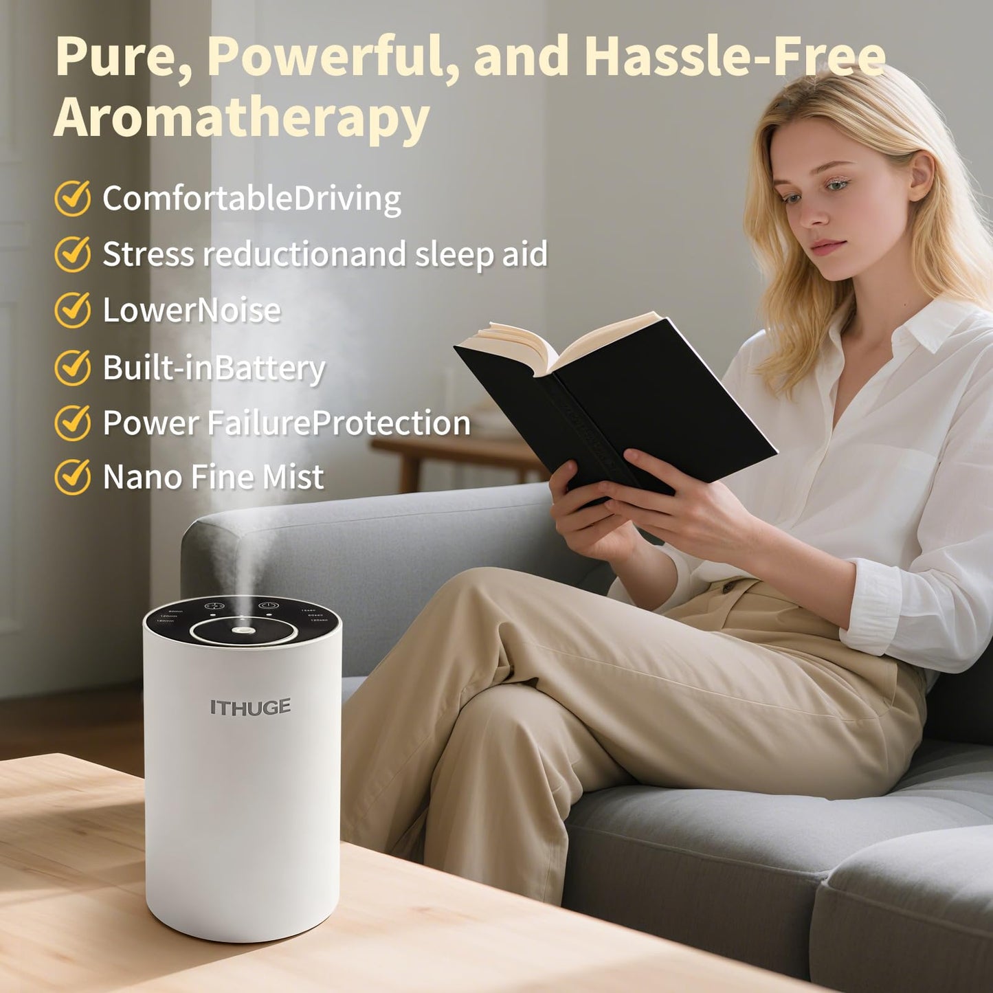ITHUGE Waterless Diffuser E200W - Portable Battery-Powered Oil Diffuser