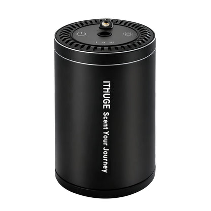 ITHUGE Waterless Smart Car Aroma Diffuser – Starry Sky Projection, 7-Color Ambient Light, Auto On/Off (Black, M308)