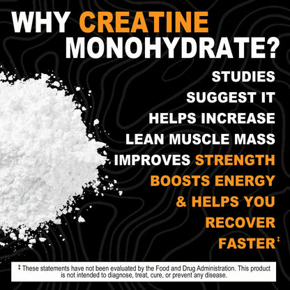 It's Just! Creatine Monohydrate Powder – 500g (100 Servings), Unflavored, USA Made