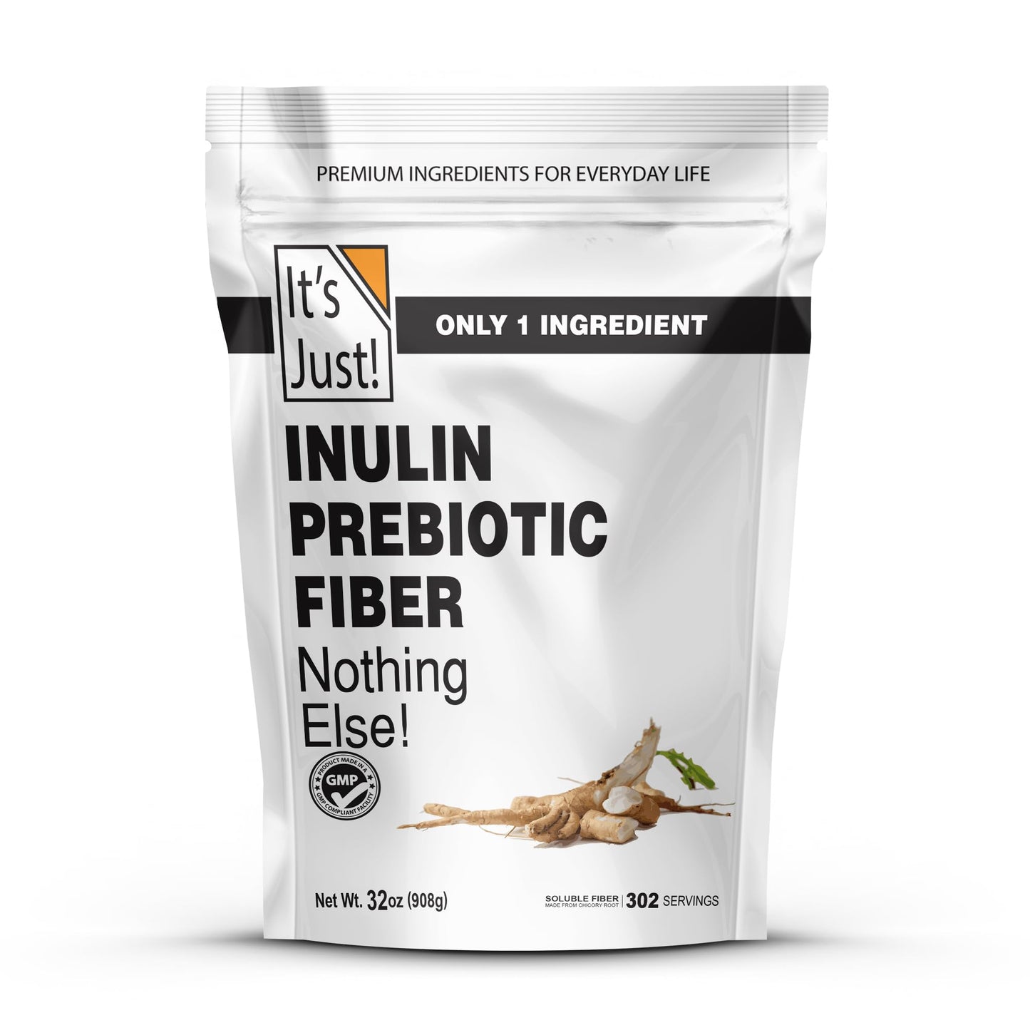 It's Just! Inulin Prebiotic Fiber – Water-Soluble Chicory Root Powder for Gut Health