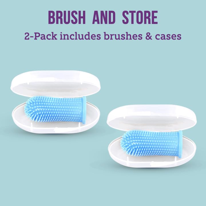 Itsy Bitsy Baby Toothbrush Set of 2 – 360° Silicone Finger Brush for Babies 6-12 Months & Toddlers 1-2 | Pediatrician Recommended – Blue