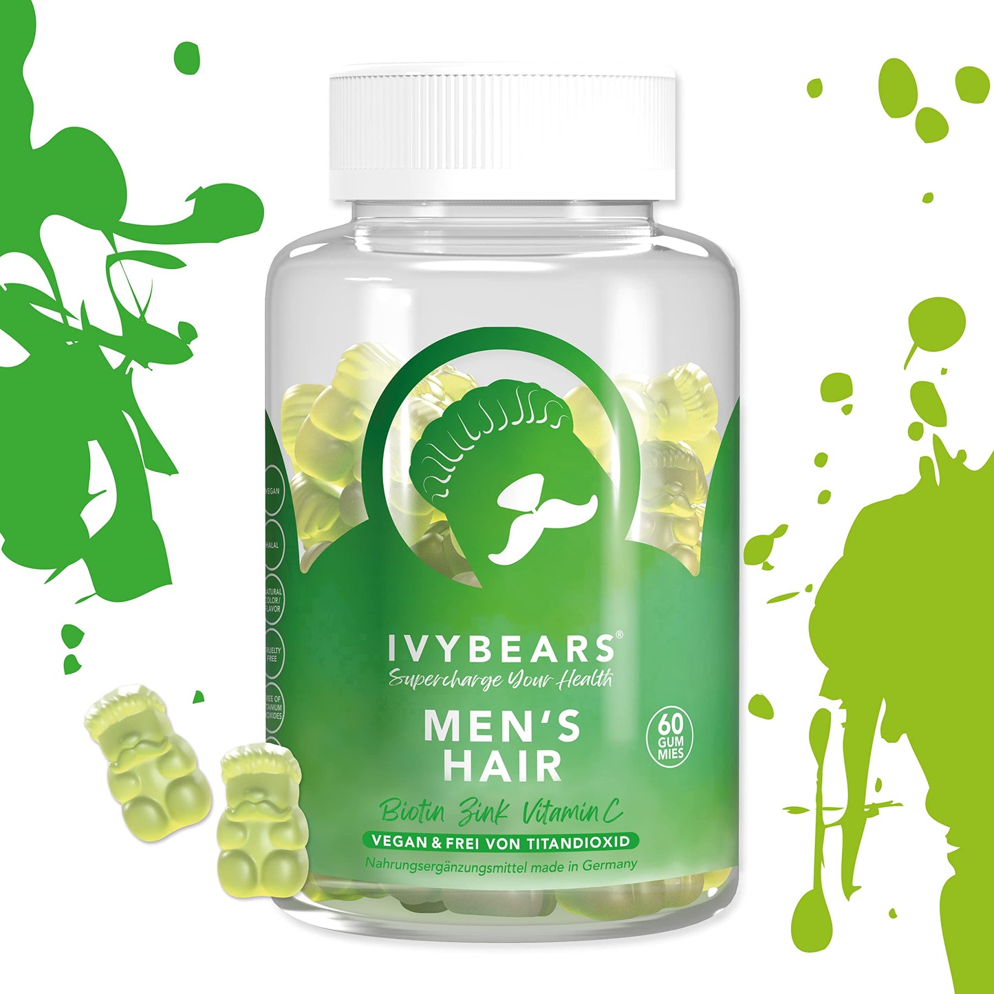 IvyBears Men’s Hair Vitamin Gummies – Anti-Hair-Loss & Anti-Shedding | Vegan Hair Growth