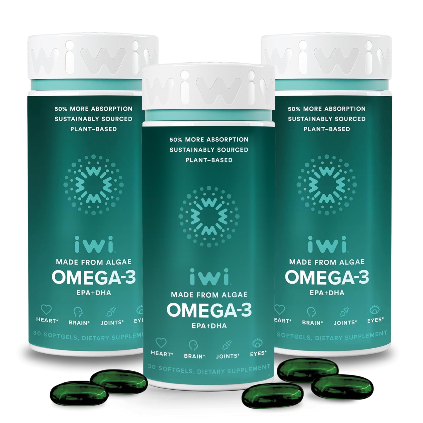 Iwi Omega-3 Softgels – 90 Vegan Algae EPA/DHA for Whole-Body Support