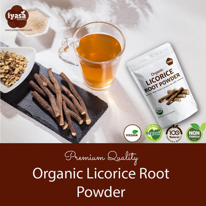 Iyasa Holistics Organic Licorice Root Powder (Mulethi) – Glycyrrhiza glabra, 16 oz