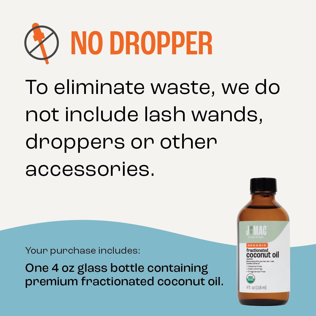 J MAC BOTANICALS Organic Fractionated Coconut Oil — 4 oz Glass Bottle, Carrier Oil & Moisturizer