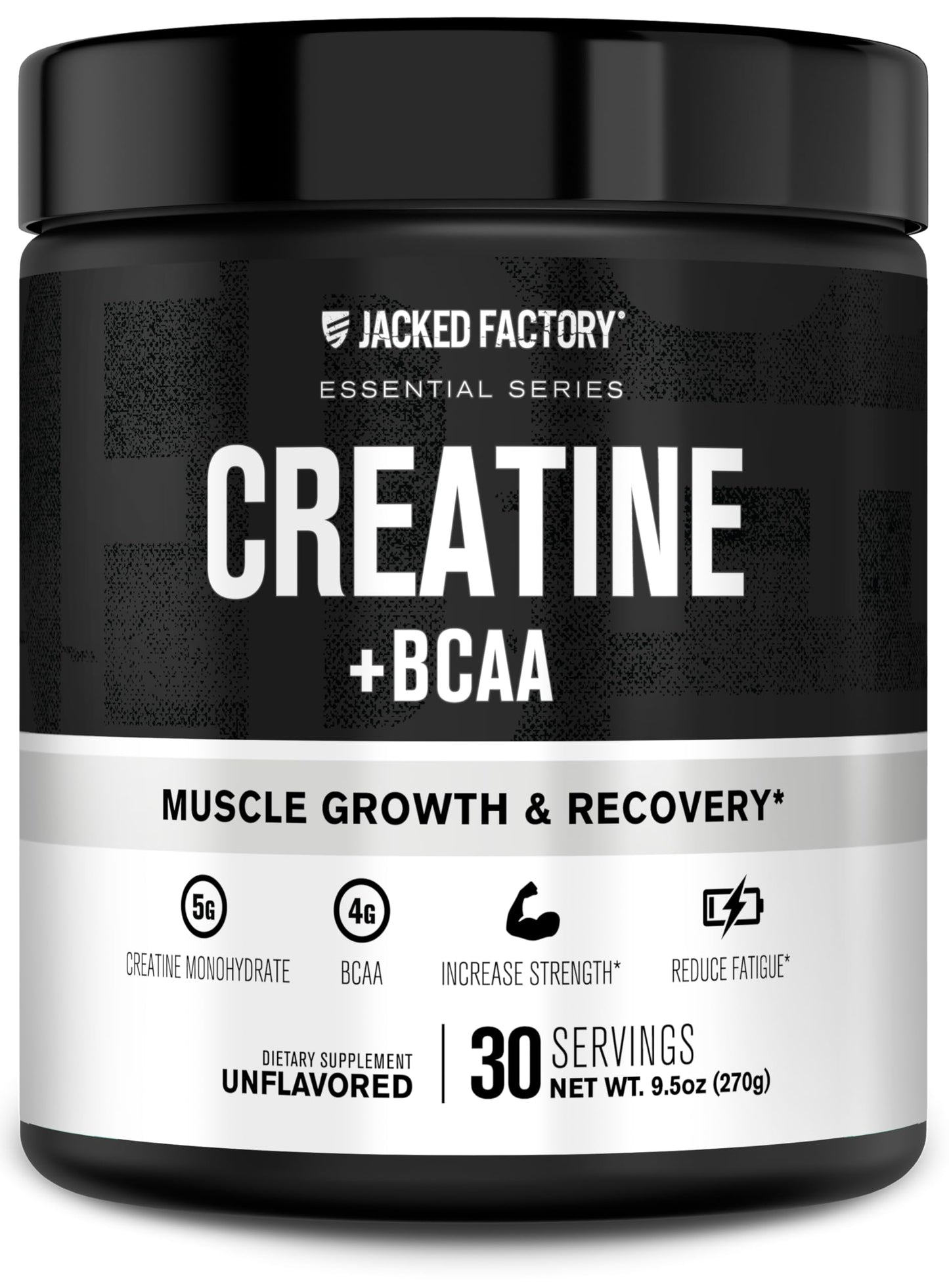 Jacked Factory Creatine + BCAAs – Creatine Monohydrate + BCAA Powder (30 Servings, Unflavored)