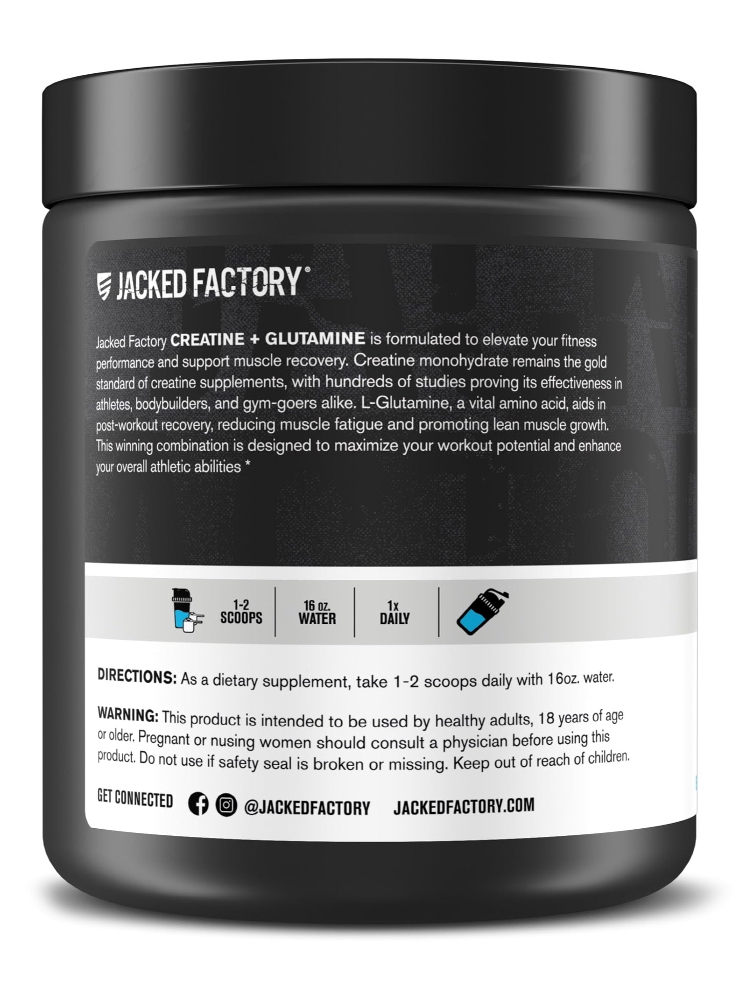 Jacked Factory Creatine + Glutamine – 30 Servings, Blue Raspberry | Muscle Recovery & Strength