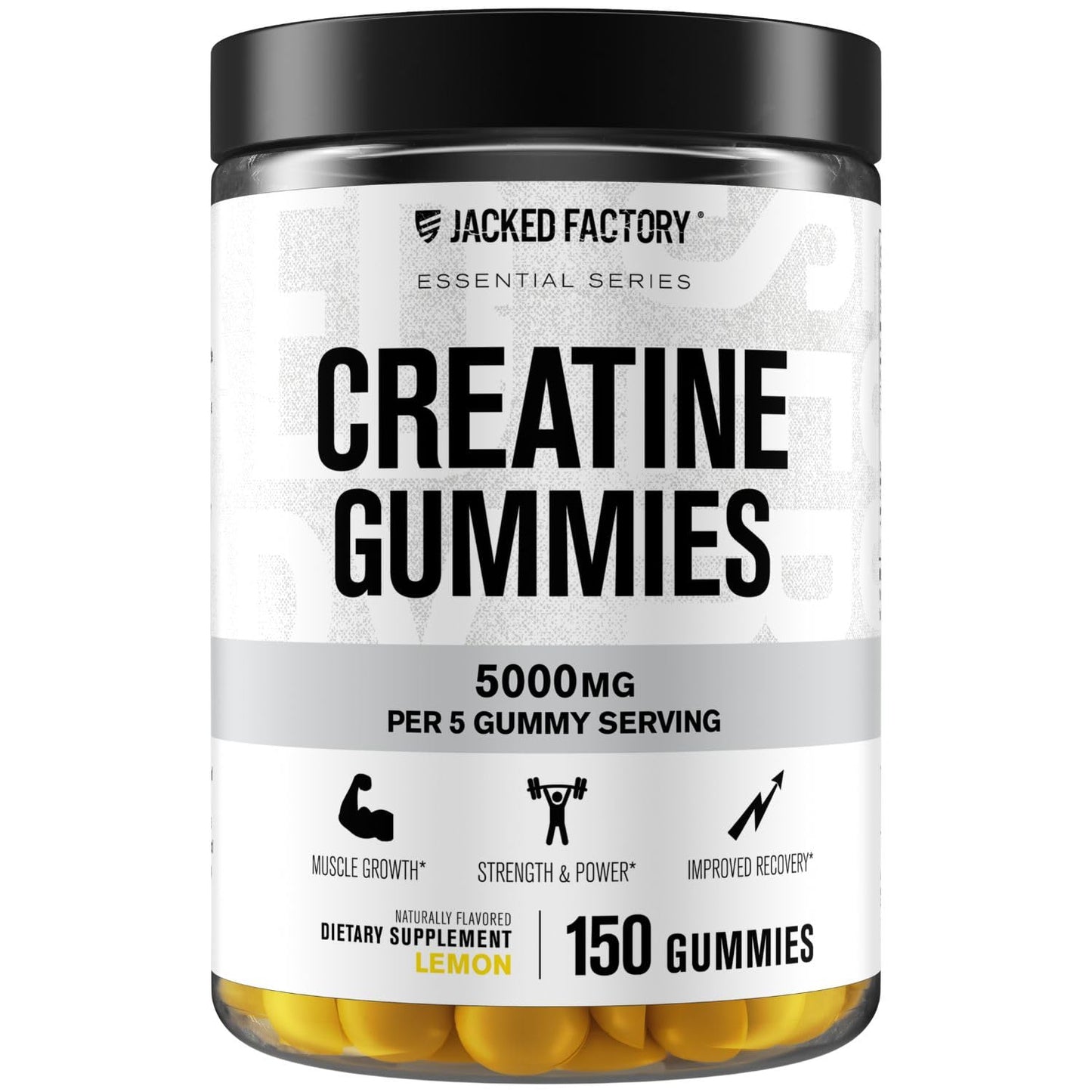 Jacked Factory Creatine Gummies – 5g Daily Dose, 150 Lemon Gummies