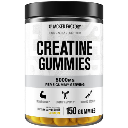 Jacked Factory Creatine Gummies – 5g Daily Dose, 150 Lemon Gummies