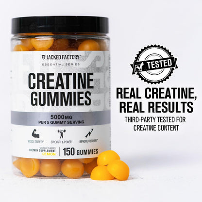 Jacked Factory Creatine Gummies – 5g Daily Dose, 150 Lemon Gummies