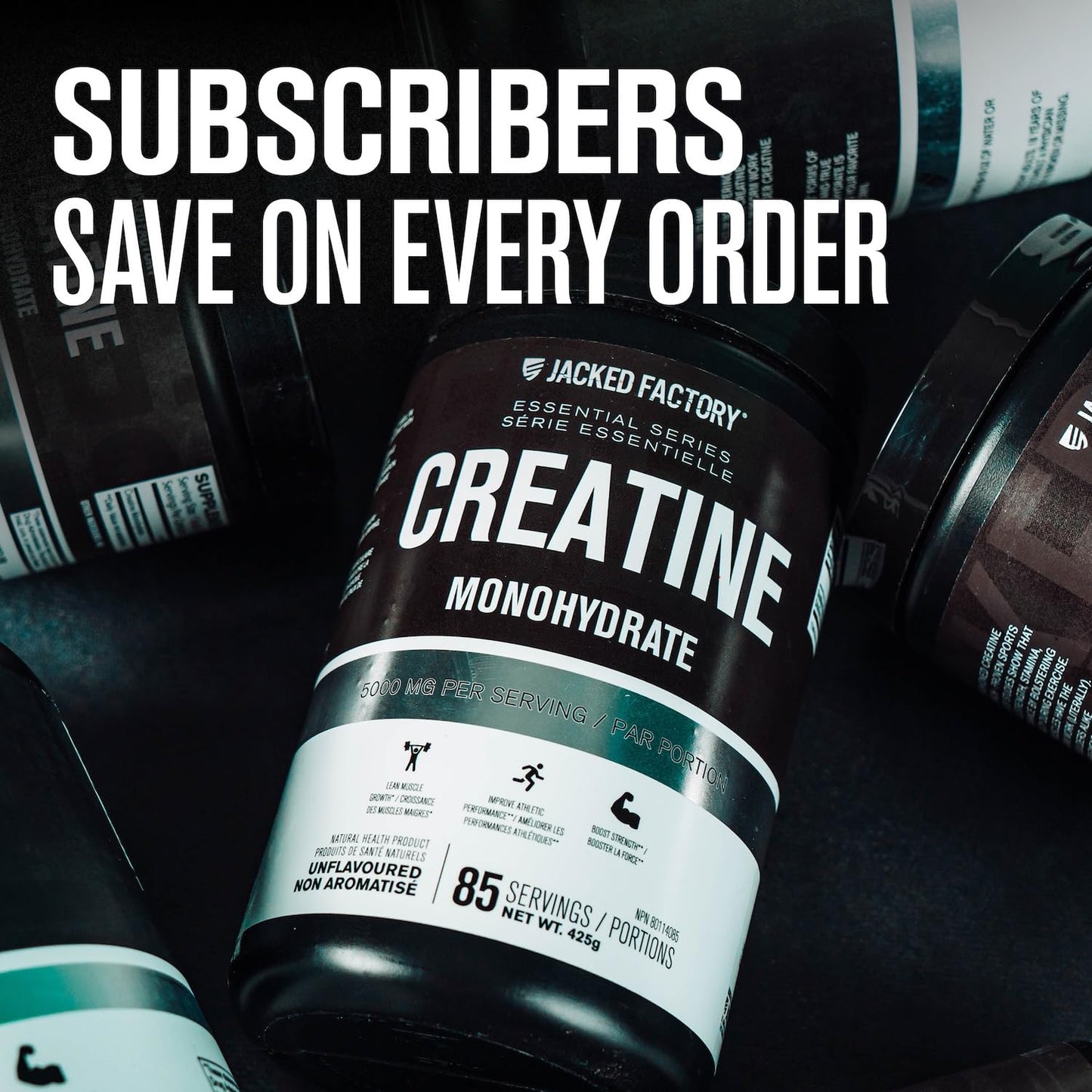 Jacked Factory Creatine Monohydrate Powder 1000g - 200 Servings, Unflavored, Vegan, Third-Party Tested