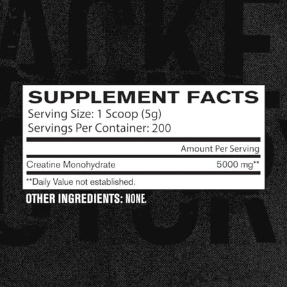 Jacked Factory Creatine Monohydrate Powder 1000g - 200 Servings, Unflavored, Vegan, Third-Party Tested