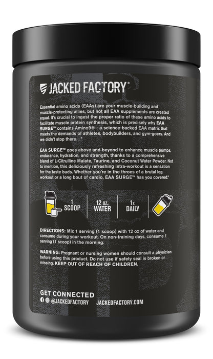 Jacked Factory EAA Surge – Essential Amino Acids Powder (EAAs & BCAAs) – Pineapple