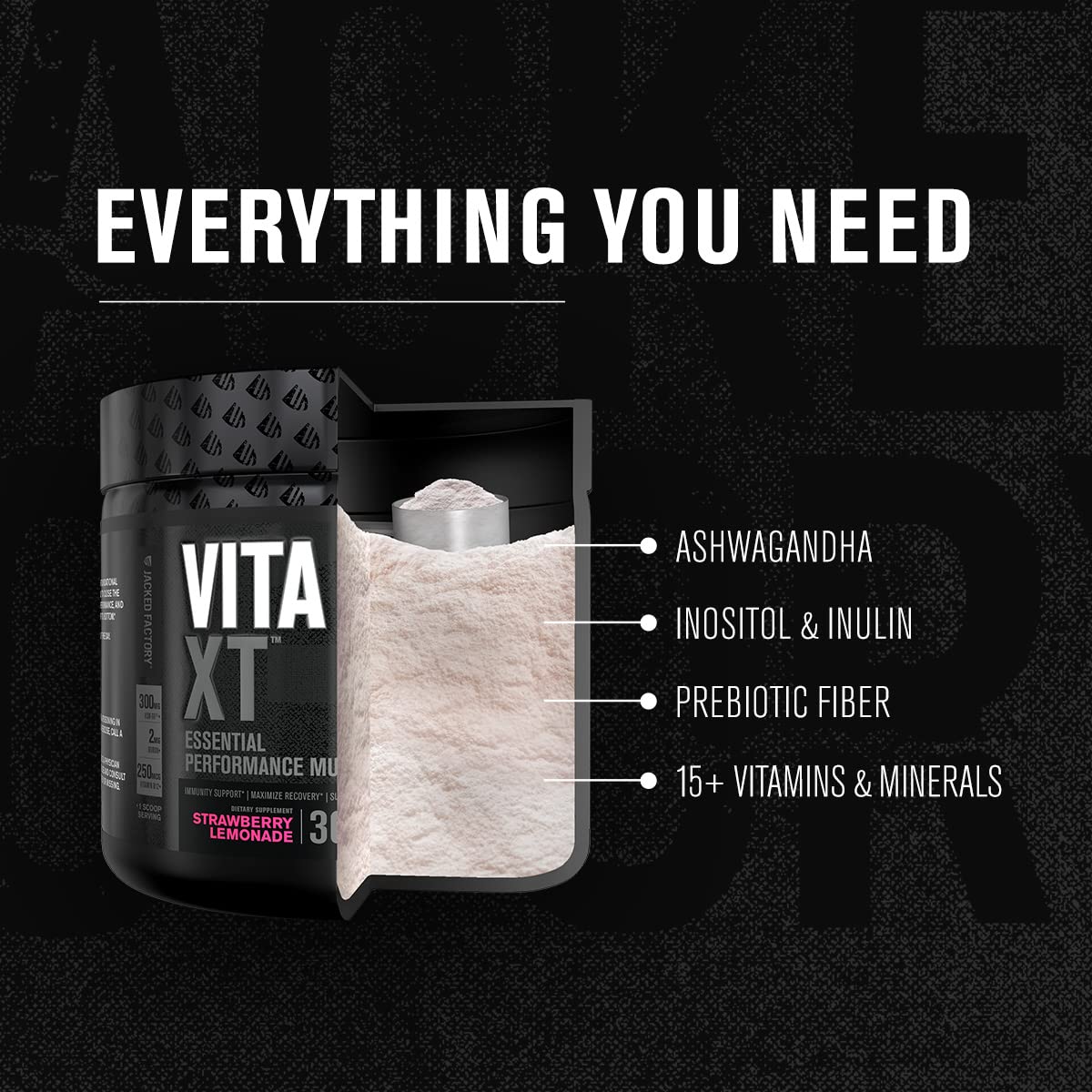 Jacked Factory Vita XT Performance Vitamin Powder – Daily Multivitamin for Men | Strawberry Lemonade, 30 Servings