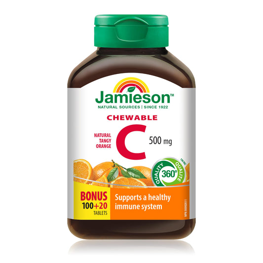 Jamieson Vitamin C 500mg Orange – 120 Chewable Tablets