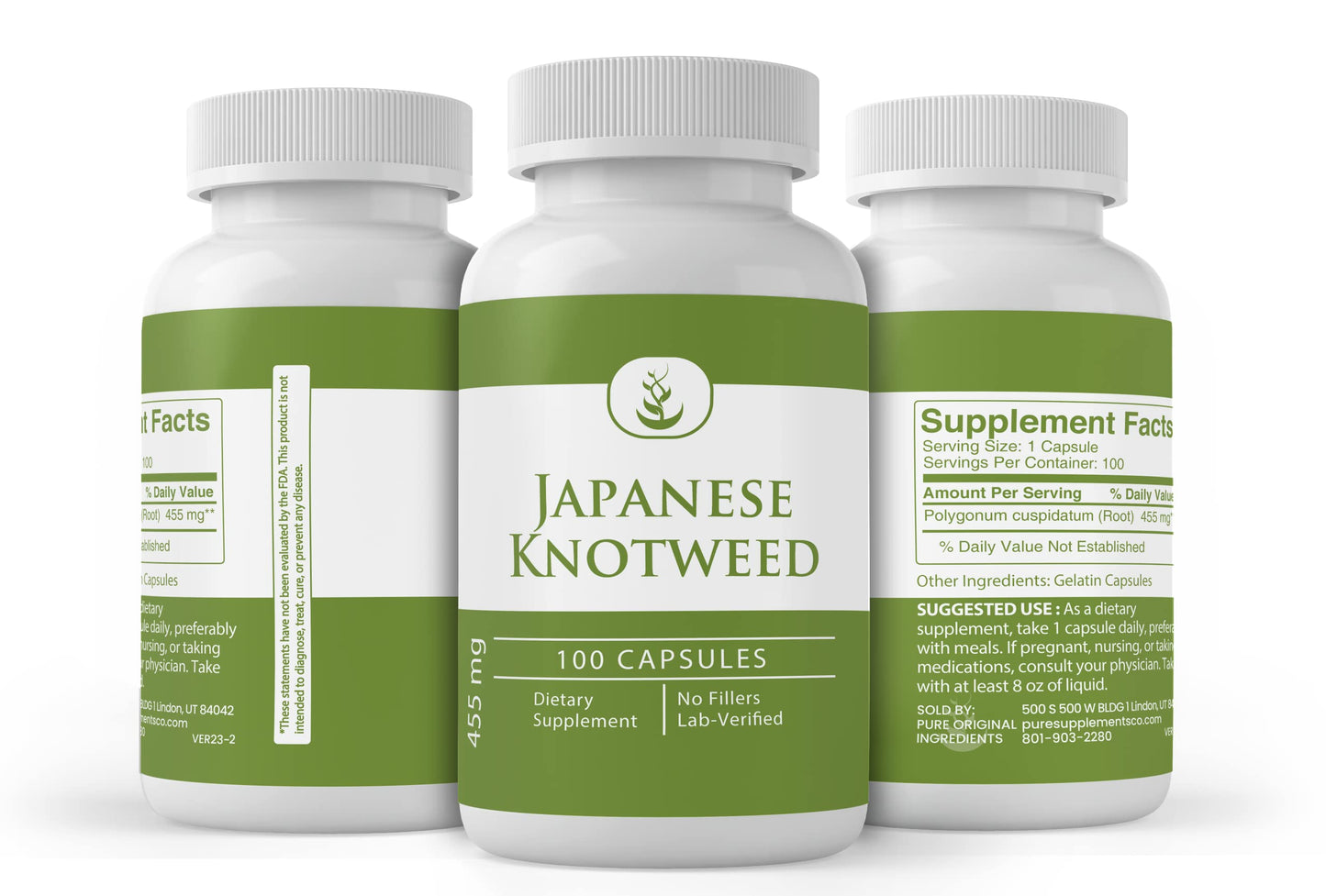 Pure Original Japanese Knotweed Capsules – 100 Count, Pack of 2 | Lab Verified, No Additives