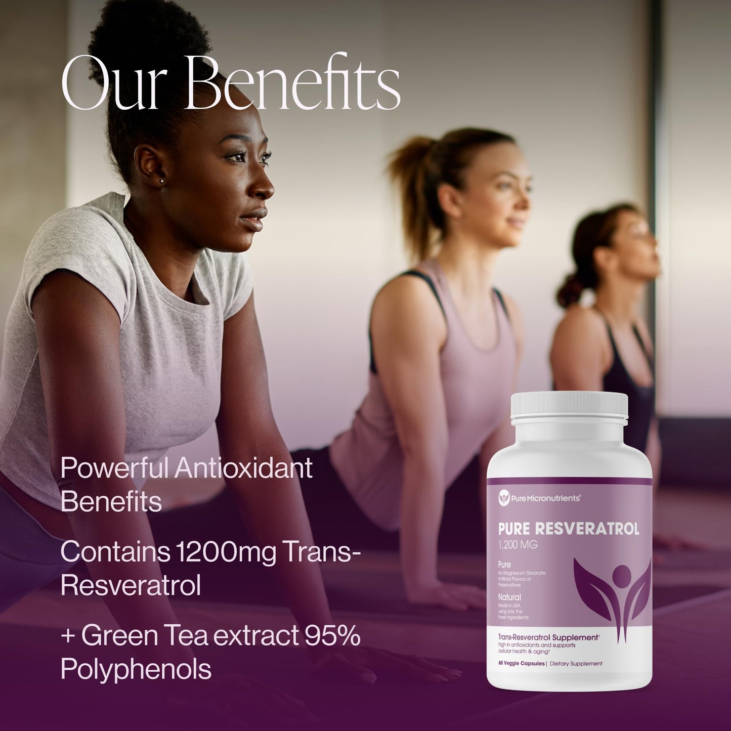 Pure Resveratrol Supplement - Extra Strength 600mg Trans-Resveratrol | 60 Vegan Caps | Heart, Cognitive & Immune Support