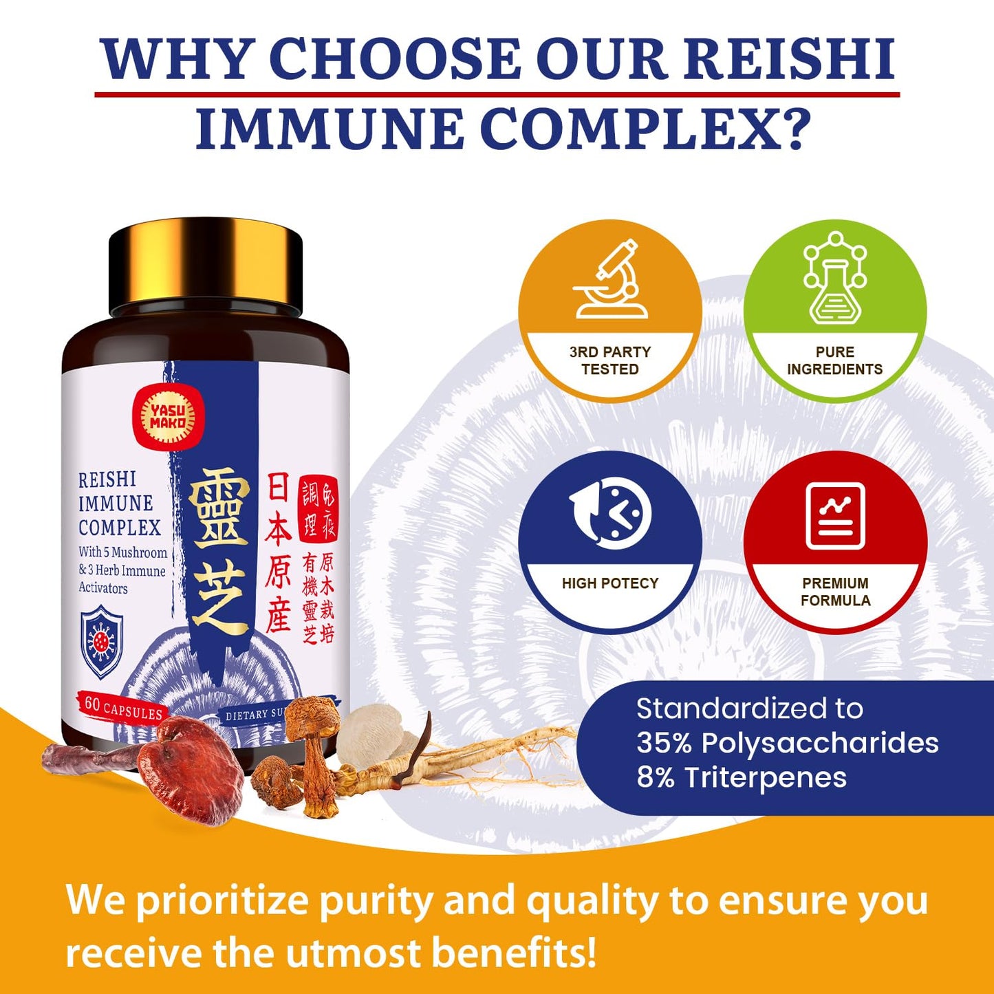 Japanese Reishi 1500mg – 9-in-1 Organic Mushroom Capsules (Immune & Brain)