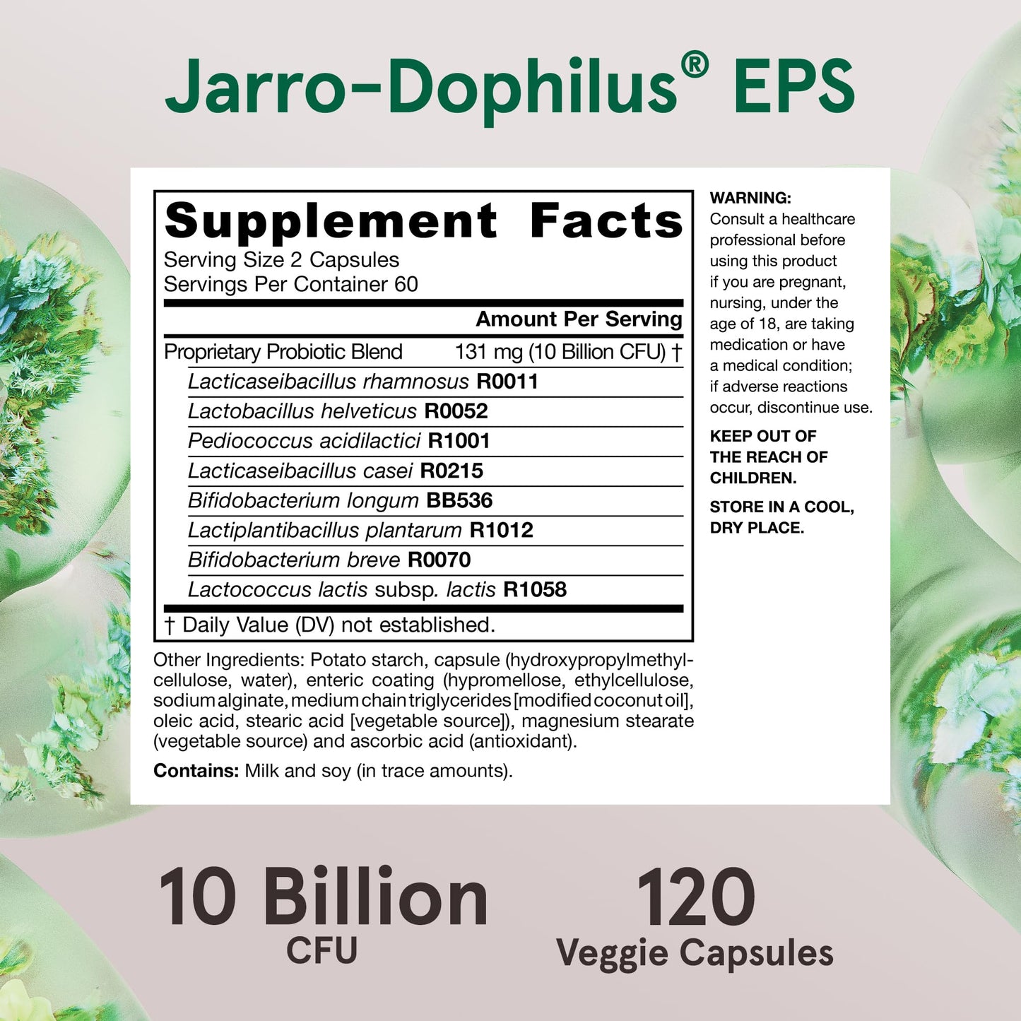 Jarrow Formulas Jarro-Dophilus EPS Probiotic – 10 Billion CFU, 120 Veggie Capsules for Gut Health (Women & Men)