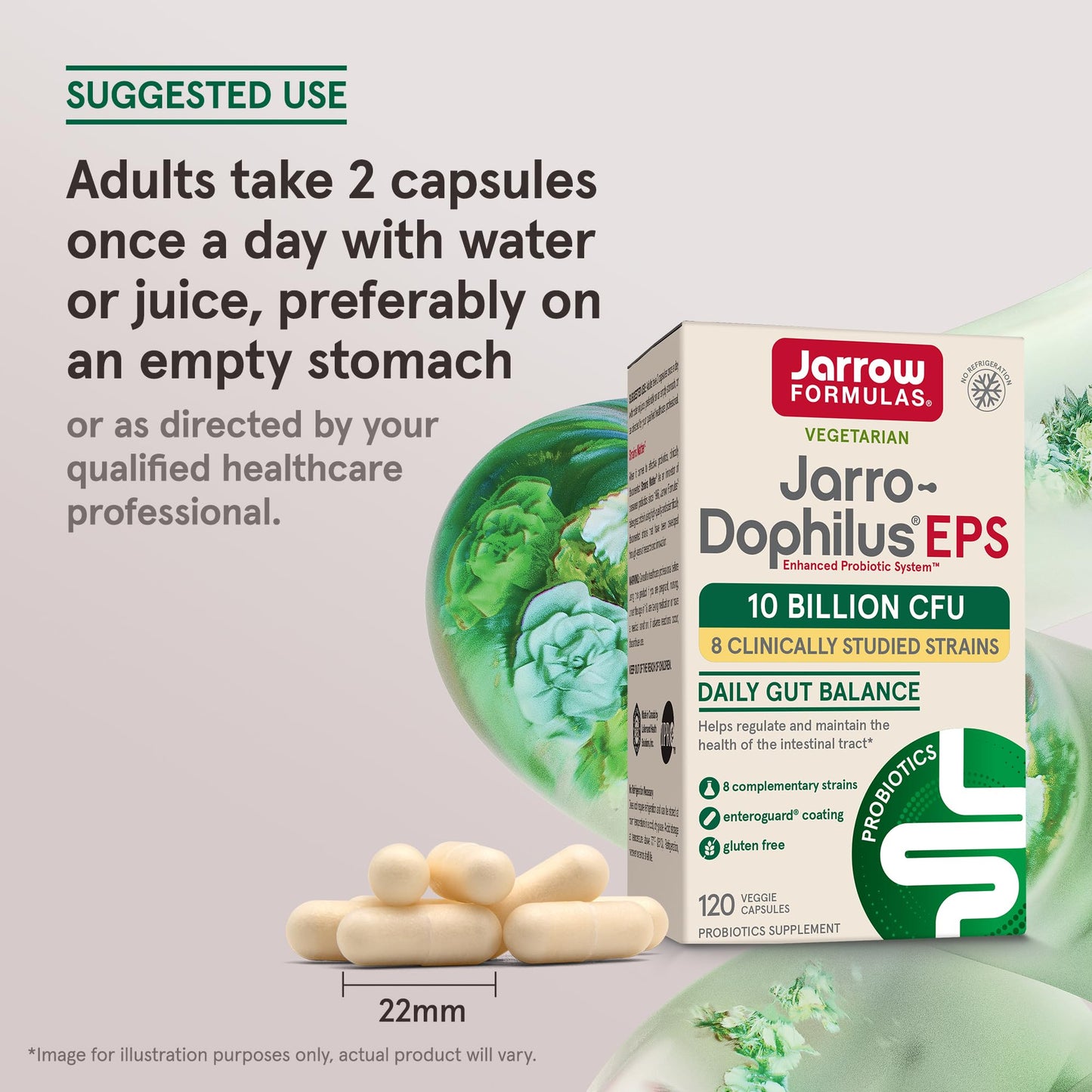 Jarrow Formulas Jarro-Dophilus EPS Probiotic – 10 Billion CFU, 120 Veggie Capsules for Gut Health (Women & Men)