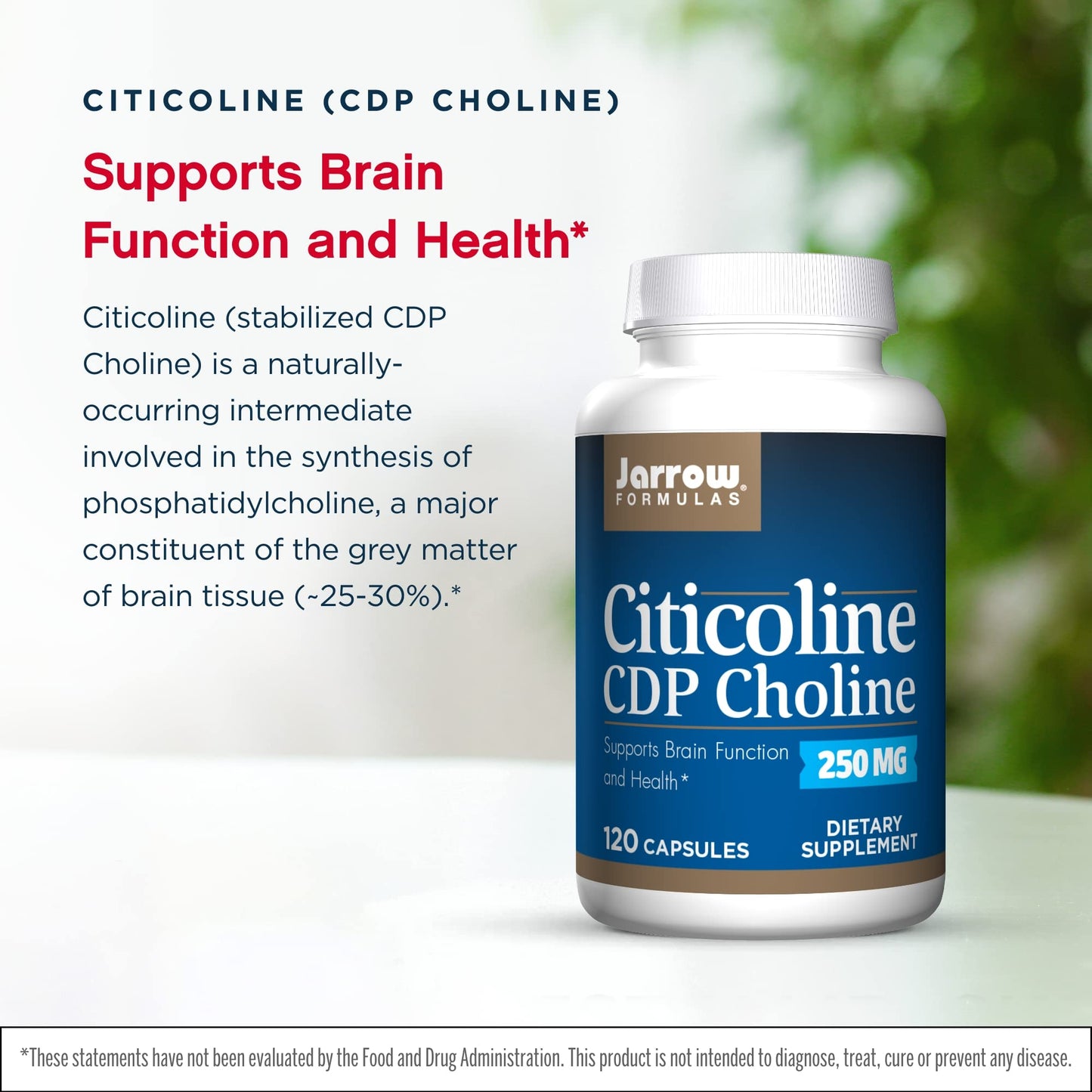 Jarrow Formulas Citicoline CDP Choline 250 mg – 240 Servings (2x120 Capsules)
