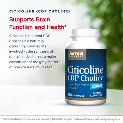 Jarrow Formulas Citicoline CDP Choline 250 mg – 240 Servings (2x120 Capsules)