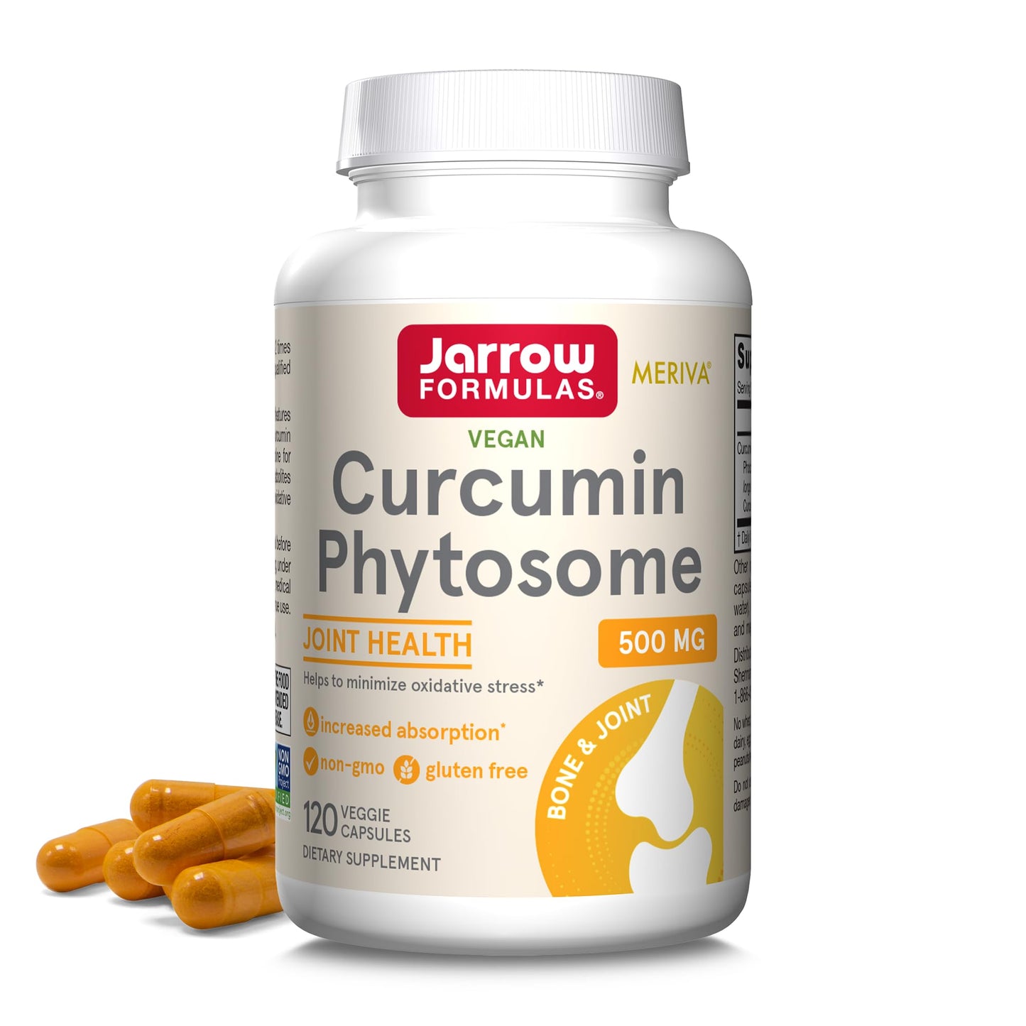 Jarrow Formulas Curcumin Phytosome 500 mg with Meriva – Joint Health & Antioxidant Support – 120 Veggie Capsules