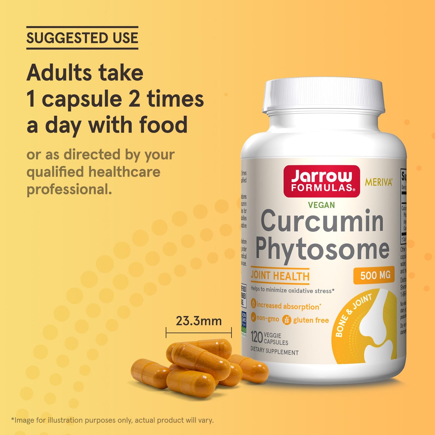 Jarrow Formulas Curcumin Phytosome 500 mg with Meriva – Joint Health & Antioxidant Support – 120 Veggie Capsules