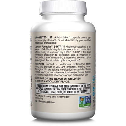 Jarrow Formulas 5-HTP 100 mg – 90 Veggie Capsules | 90 Day Supply