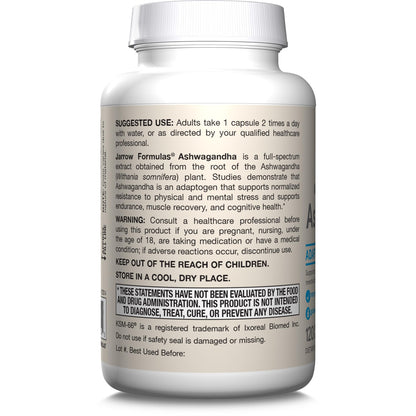 Jarrow Formulas Ashwagandha 300 mg – 120 Veggie Capsules | Supports Endurance, Recovery & Cognitive Health | 60 Servings (Pack of 12)
