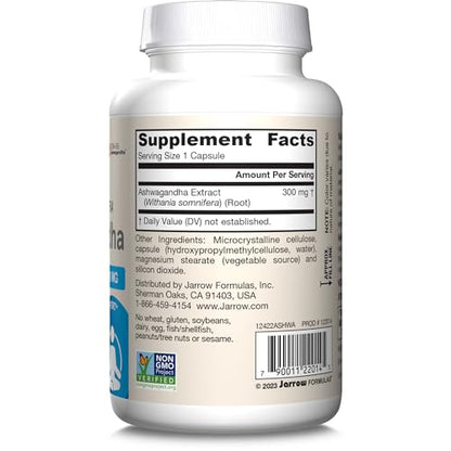 Jarrow Formulas Ashwagandha 300 mg – 120 Veggie Capsules | Supports Endurance, Recovery & Cognitive Health | 60 Servings (Pack of 12)