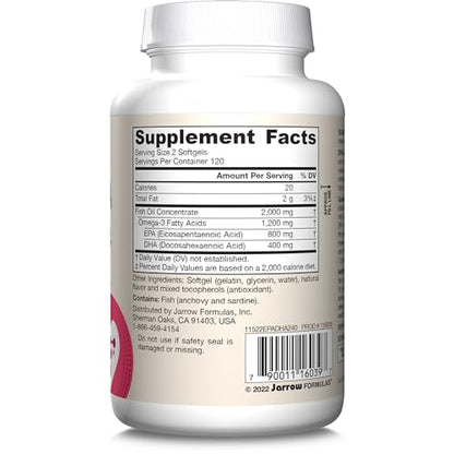 Jarrow Formulas EPA-DHA Balance, 1,200 mg Omega-3, 240 Softgels | Brain & Joint Support