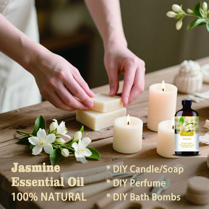 Jasmine Essential Oil 4.33oz (130ml) – Pure Jasmine Fragrance for Diffusers, Candles, Soap Making & Aromatherapy