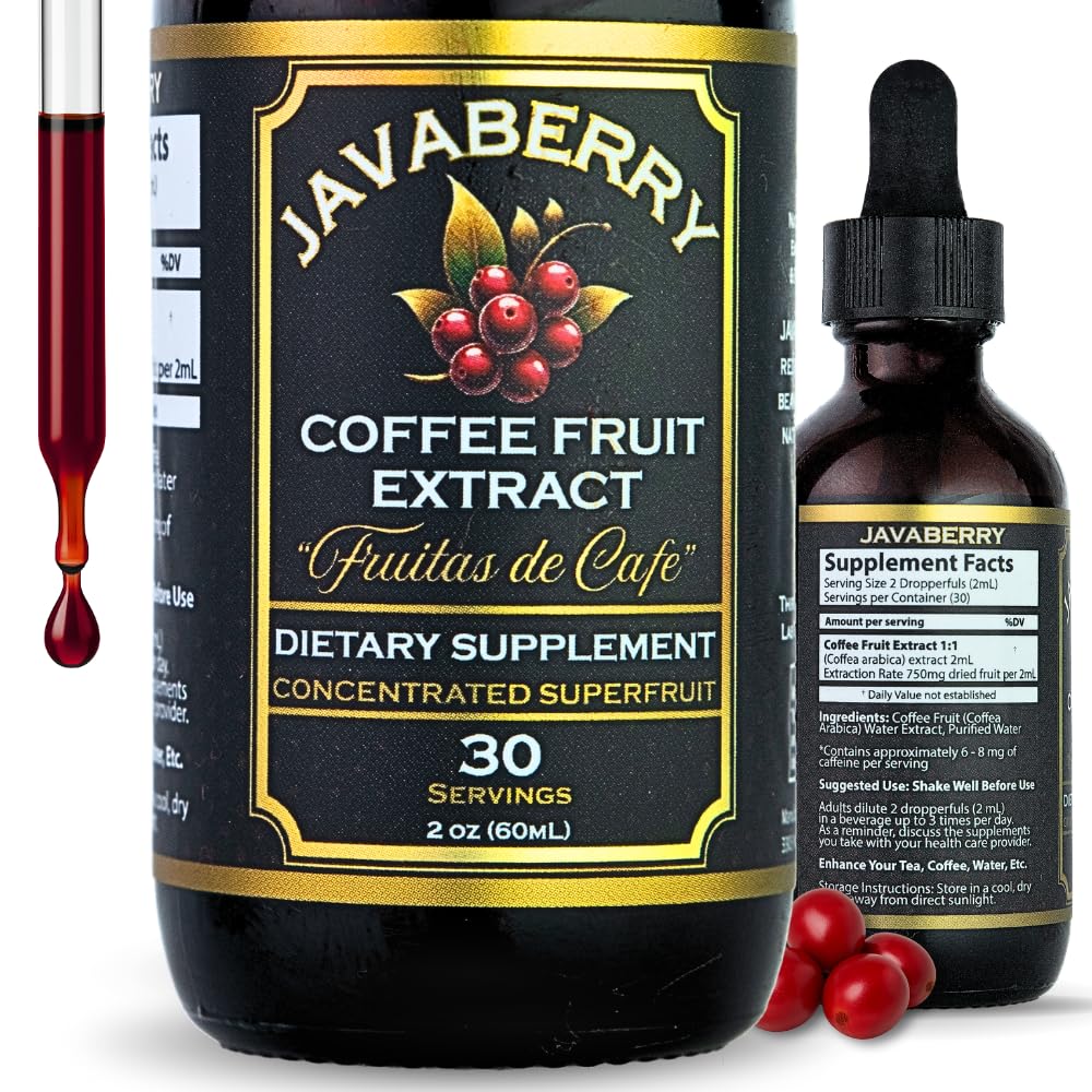 Javaberry Coffee Fruit Extract – Nootropic Brain Support for Memory, Focus, & Energy – Natural Antioxidant Supplement Supporting Healthy NAD+ Function – 60ml (Liquid Drops)