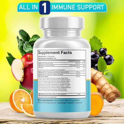 JB Wellness Co Immune Support: Quercetin, Zinc, Vitamin C & D + Bromelain (180 Count)