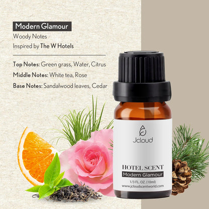 JCLOUD Modern Glamour Essential Oil – W Hotel Inspired Rose & Cedarwood Diffuser Oil, 10mL