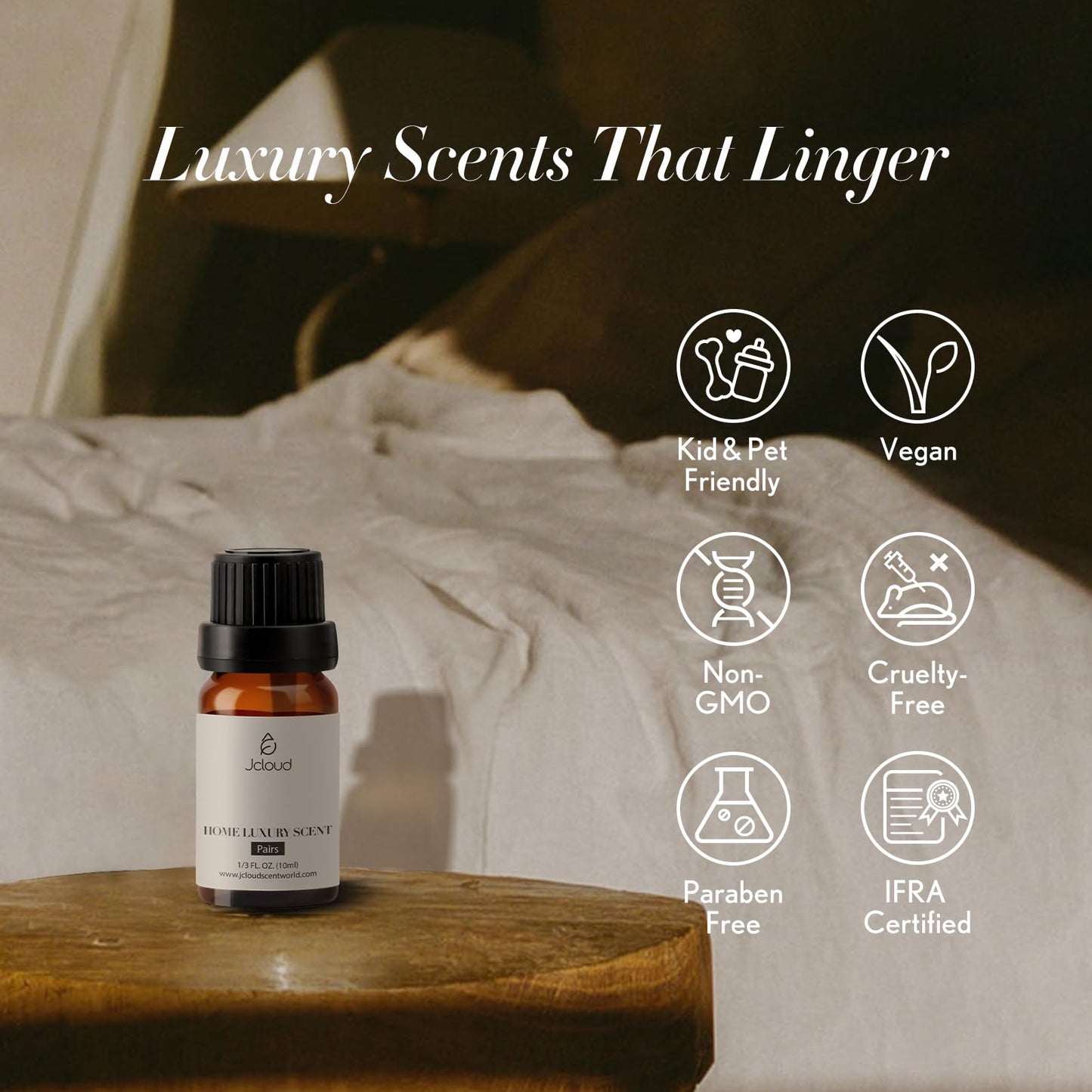 JCLOUD Paris Essential Oil for Diffuser – Luxury Hotel Scent with Rose, Jasmine & Honeysuckle (10mL)