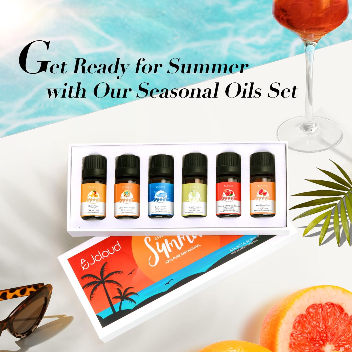 JCLOUD Summer Fragrance Oils Set – 6x10mL Diffuser Oils Gift Set